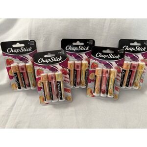 NEW 5 Packs Chapstick Strawberries Peaches Bananas & Cream 15 Sticks Total Piece